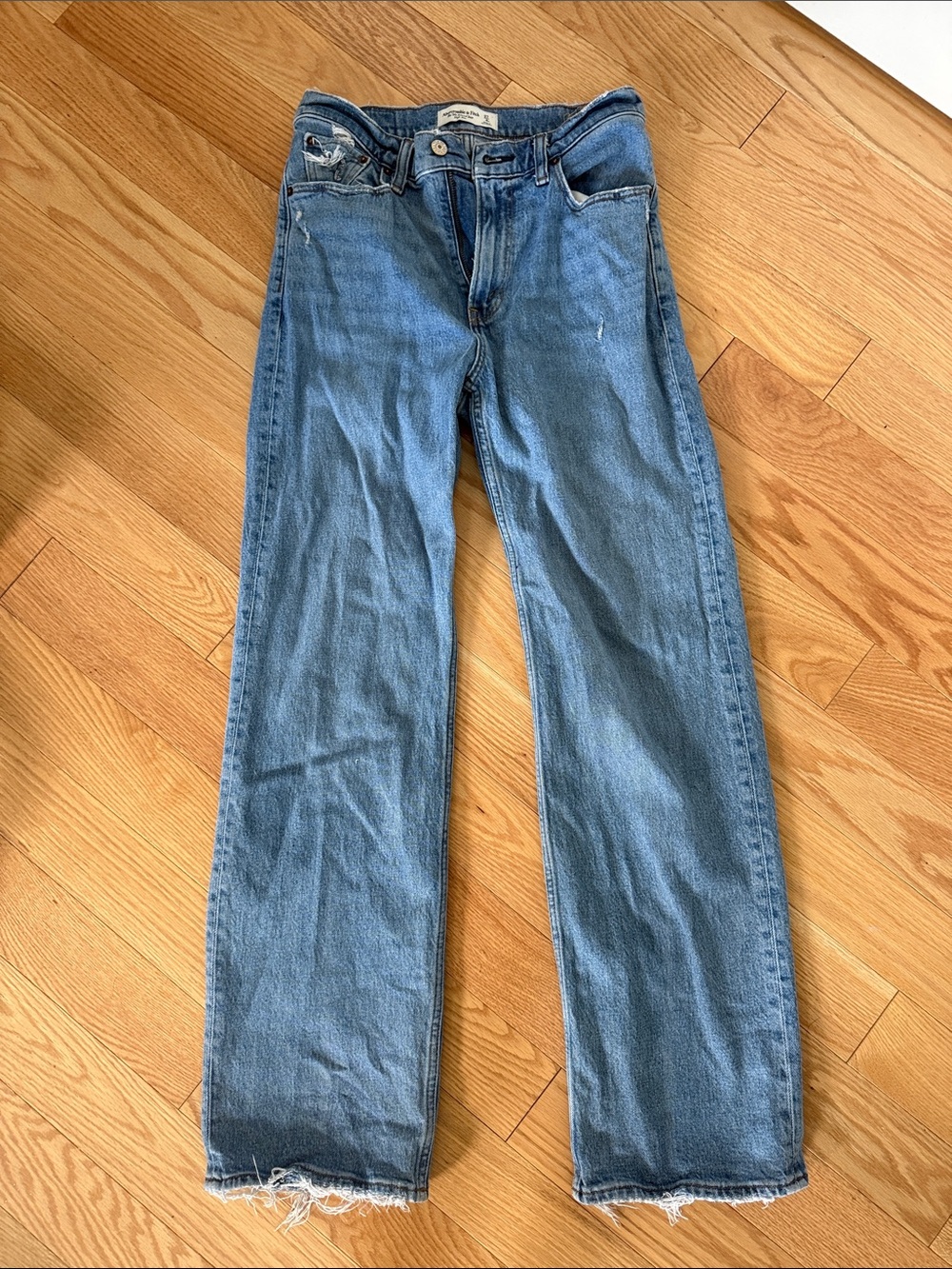 Abercrombie & Fitch Light Blue High-Rise Straight Jeans